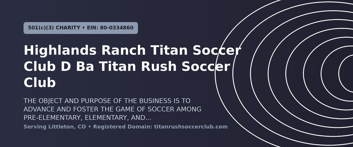 Highlands Ranch Titan Soccer Club D Ba Titan Rush Soccer Club Banner
